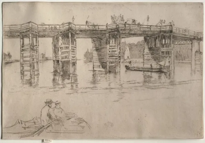 Framed Print : Old Putney Bridge, 1879. Creator: James McNeill Whistler (American, 1834-1903) Framed Print : Old Putney Bridge, 1879. Creator: James McNeill Whistler (American, 1834-1903)
