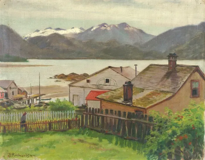 Framed Print : In the Old Quarter, Sitka, 1900. Creator: Theodore J. Richardson Framed Print : In the Old Quarter, Sitka, 1900. Creator: Theodore J. Richardson