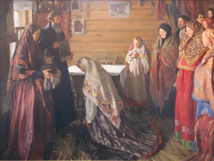 Framed Print : The old rite of blessing the bride in Murom Framed Print : The old rite of blessing the bride in Murom