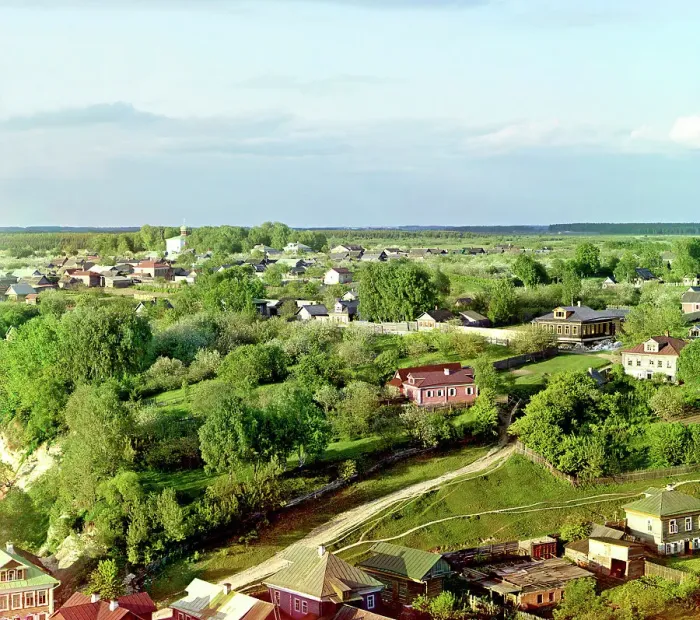 Framed Print : Old road toward Moscow; City of Rzhev, 1910. Creator: Sergey Mikhaylovich Prokudin-Gorsky Framed Print : Old road toward Moscow; City of Rzhev, 1910. Creator: Sergey Mikhaylovich Prokudin-Gorsky