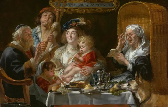 Framed Print : As the Old Sang, So Pipe the Young, 1638. Creator: Jacob Jordaens I Framed Print : As the Old Sang, So Pipe the Young, 1638. Creator: Jacob Jordaens I