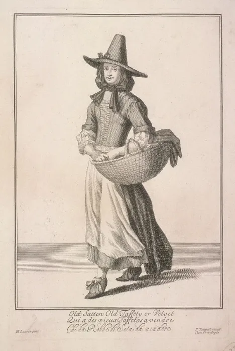 Framed Print : Old Satten Old Taffety or Velvet, Cries of London, (c1688?). Artist: Pierce Tempest Framed Print : Old Satten Old Taffety or Velvet, Cries of London, (c1688?). Artist: Pierce Tempest