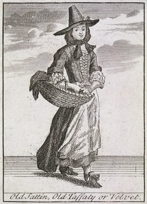 Framed Print : Old Sattin, Old Taffaty or Velvet, Cries of London, (c1688?) Framed Print : Old Sattin, Old Taffaty or Velvet, Cries of London, (c1688?)