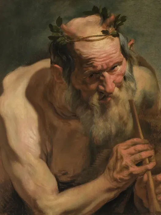 Framed Print : Old satyr holding a flute. Creator: Jacob Jordaens Framed Print : Old satyr holding a flute. Creator: Jacob Jordaens