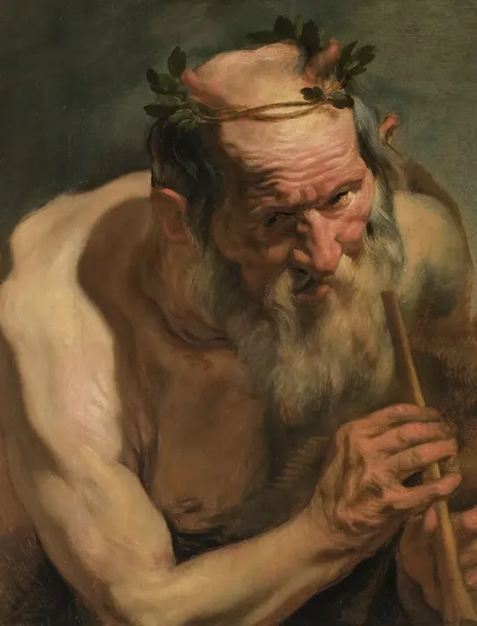 Framed Print : Old Satyr Holding a Flute, early-mid 17th century. Creator: Jacob Jordaens Framed Print : Old Satyr Holding a Flute, early-mid 17th century. Creator: Jacob Jordaens