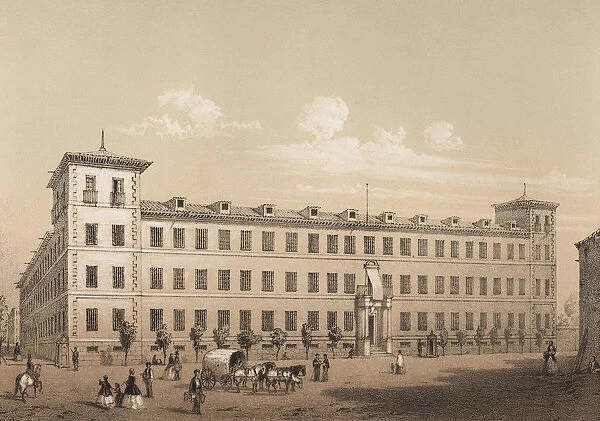 Old Seminary of Nobles, later transformed into the Military Hospital, engraving, 1870