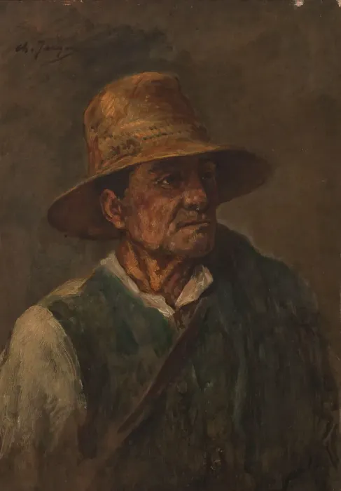 Framed Print : The old shepherd, c1886. Creator: Charles Emile Jacque Framed Print : The old shepherd, c1886. Creator: Charles Emile Jacque