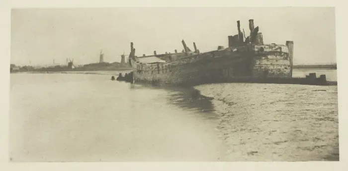 Framed Print : The old Ship, 1887. Creator: Peter Henry Emerson Framed Print : The old Ship, 1887. Creator: Peter Henry Emerson