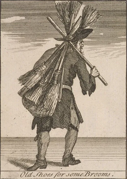 Framed Print : Old Shoes for some Brooms, Cries of London, (c1688?) Framed Print : Old Shoes for some Brooms, Cries of London, (c1688?)