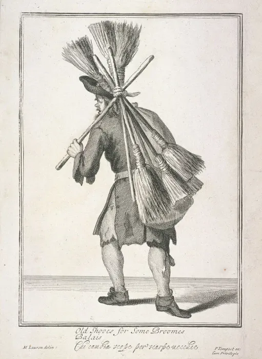 Framed Print : Old Shooes for Some Broomes, Cries of London, (c1688?) Framed Print : Old Shooes for Some Broomes, Cries of London, (c1688?)