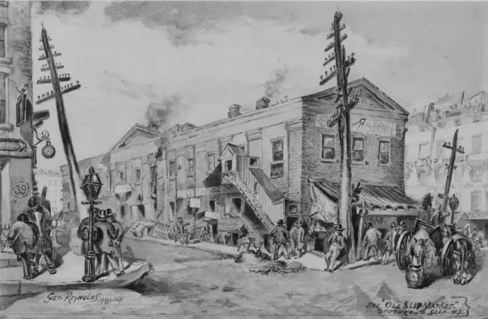 Framed Print : The Old Slip Market, 1881. Creator: George Reynolds Framed Print : The Old Slip Market, 1881. Creator: George Reynolds