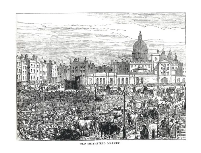 Framed Print : Old Smithfield Market, 1878 Framed Print : Old Smithfield Market, 1878