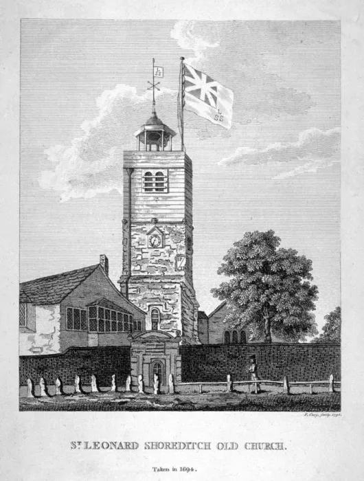 Framed Print : Old St Leonards Church, Shoreditch, London, 1735. Artist: Bernard Lens Framed Print : Old St Leonards Church, Shoreditch, London, 1735. Artist: Bernard Lens