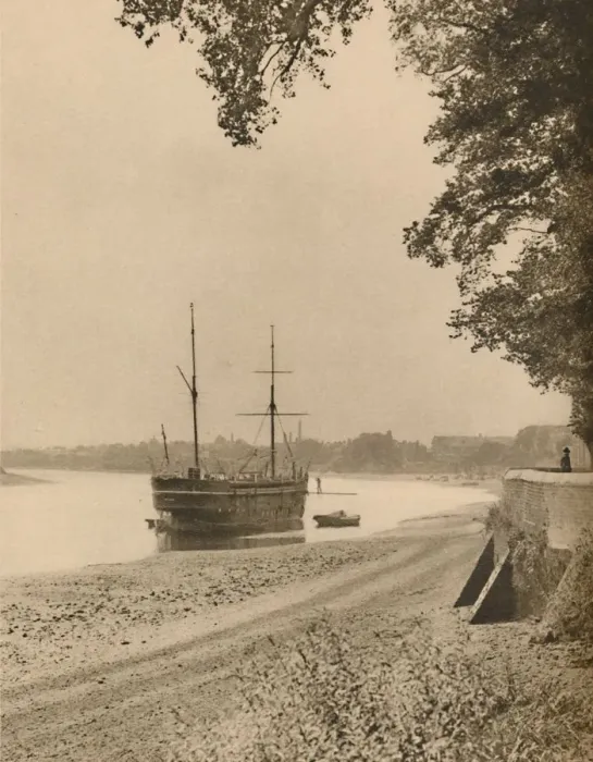 Framed Print : The Old Stork at Her Moorings Off Chiswick Mall, c1935. Creator: Unknown Framed Print : The Old Stork at Her Moorings Off Chiswick Mall, c1935. Creator: Unknown