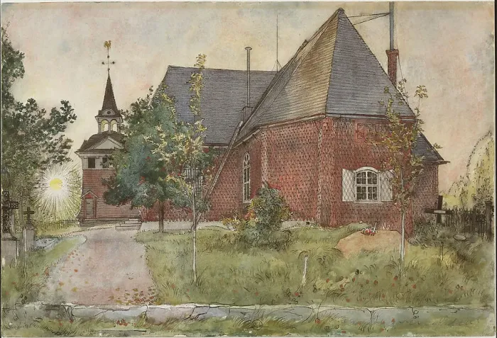 Framed Print : Old Sundborn Church. From A Home (26 watercolours). Creator: Carl Larsson Framed Print : Old Sundborn Church. From A Home (26 watercolours). Creator: Carl Larsson
