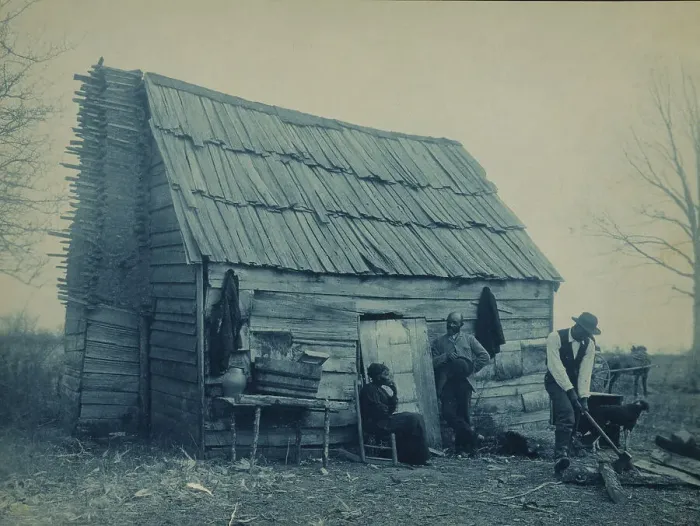 Framed Print : Old time cabin, 1899 or 1900. Creator: Frances Benjamin Johnston Framed Print : Old time cabin, 1899 or 1900. Creator: Frances Benjamin Johnston
