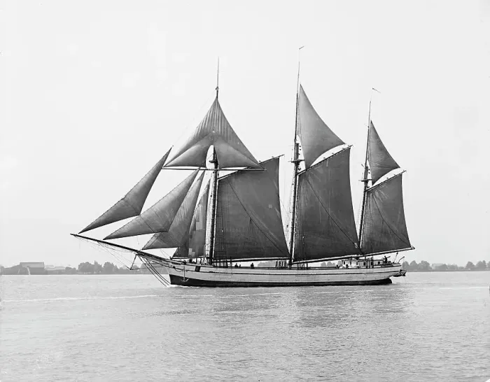 Framed Print : An Old time schooner, c1908. Creator: Unknown Framed Print : An Old time schooner, c1908. Creator: Unknown