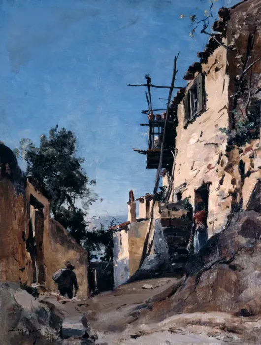 Framed Print : The Old Town Below the Cemetery, Menton, 1890. Artist: Emmanuel Lansyer Framed Print : The Old Town Below the Cemetery, Menton, 1890. Artist: Emmanuel Lansyer
