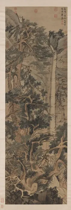 Framed Print : Old Trees by a Cold Waterfall. Creator: Wen Zhengming (1470-1559) Framed Print : Old Trees by a Cold Waterfall. Creator: Wen Zhengming (1470-1559)