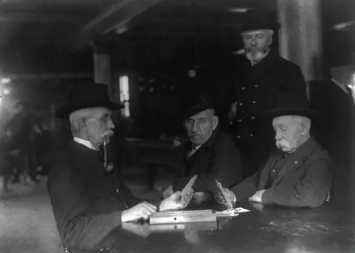 Framed Print : Old veterans playing cribbage at Soldiers Home, Washington, D.C. ca. 1900, c1900. Creator: Frances Benjamin Johnston Framed Print : Old veterans playing cribbage at Soldiers Home, Washington, D.C. ca. 1900, c1900. Creator: Frances Benjamin Johnston