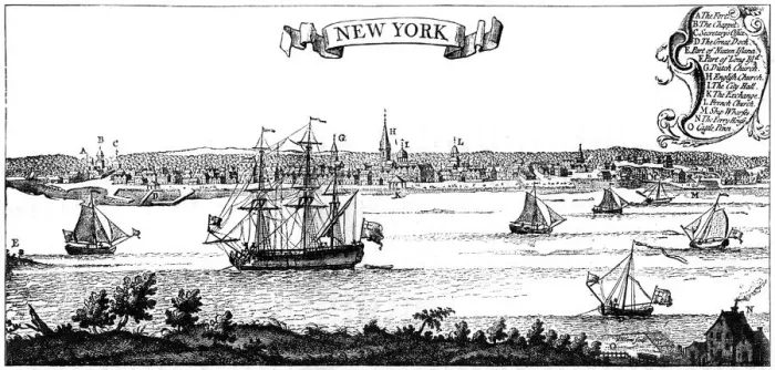 Framed Print : Old view of New York, 1730 (c1880) Framed Print : Old view of New York, 1730 (c1880)