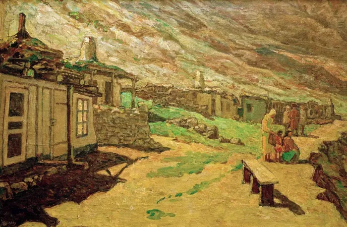 Framed Print : Old village in the Caucasus, 1940. Creator: Vogeler, Heinrich (1872-1942) Framed Print : Old village in the Caucasus, 1940. Creator: Vogeler, Heinrich (1872-1942)