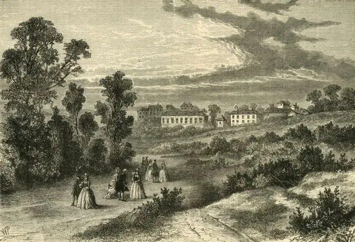 Framed Print : The Old Well Walk, Hampstead, about 1750, (c1876). Creator: Unknown Framed Print : The Old Well Walk, Hampstead, about 1750, (c1876). Creator: Unknown