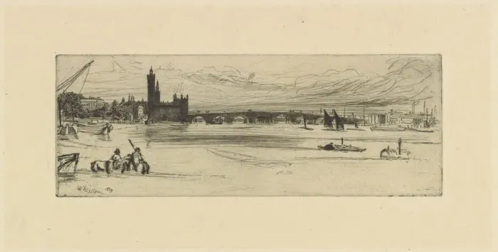 Framed Print : Old Westminster Bridge, 1859. Creator: James Abbott McNeill Whistler Framed Print : Old Westminster Bridge, 1859. Creator: James Abbott McNeill Whistler