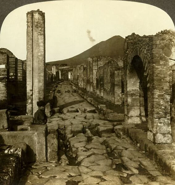 The old wheel tracks, street of Stabia (N. W. ), Pompeii, Italy, c1909. Creator: Unknown