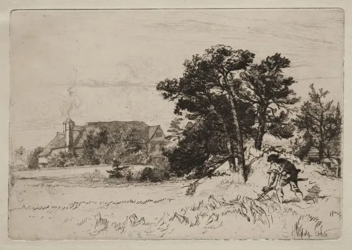 Framed Print : Old Willesley House, 1865. Creator: Francis Seymour Haden (British, 1818-1910) Framed Print : Old Willesley House, 1865. Creator: Francis Seymour Haden (British, 1818-1910)
