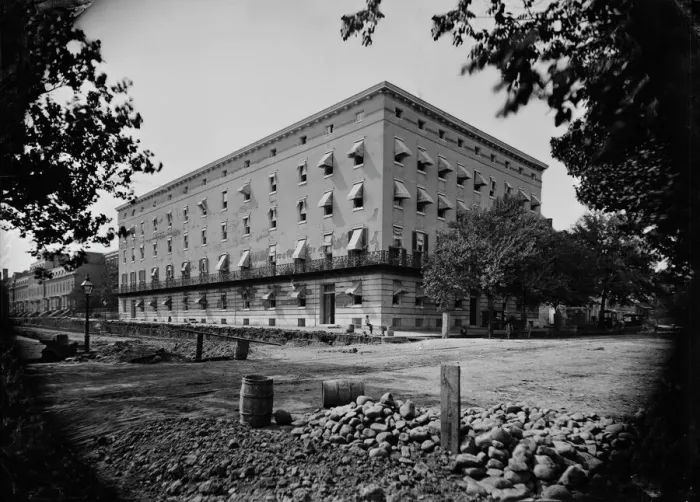 Framed Print : Old Winder Bldg. 17th & F. St. N. W. Wash. D. C. between 1860 and 1880. Creator: Unknown Framed Print : Old Winder Bldg. 17th & F. St. N. W. Wash. D. C. between 1860 and 1880. Creator: Unknown