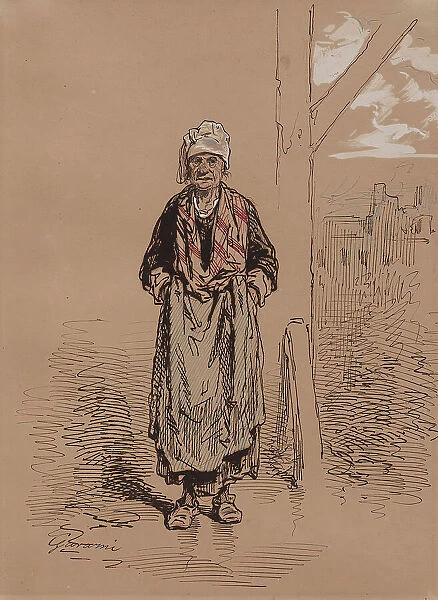 Old Woman, 1852-1866. Creator: Paul Gavarni