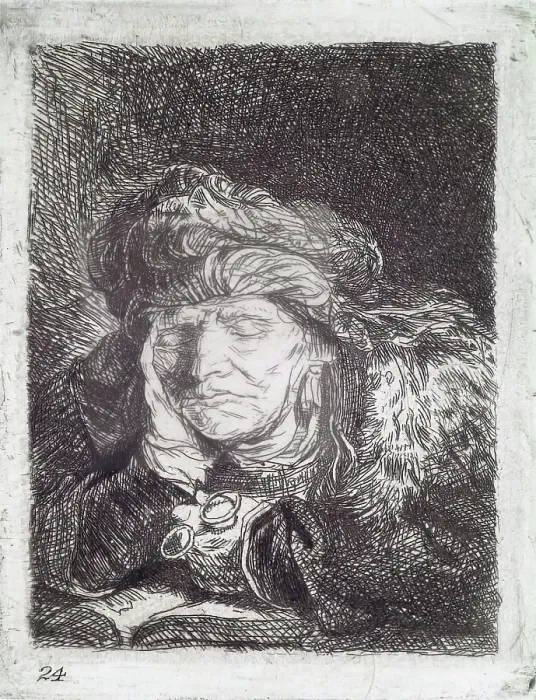 Framed Print : An Old Woman Asleep, (c1637), c1820s. Creator: Andrew Geddes Framed Print : An Old Woman Asleep, (c1637), c1820s. Creator: Andrew Geddes