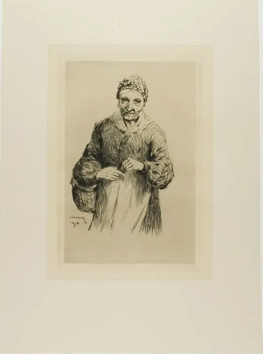 Framed Print : Old Woman with Basket, 1878. Creator: Gaston la Touche Framed Print : Old Woman with Basket, 1878. Creator: Gaston la Touche