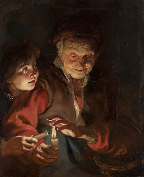 Old woman and boy with candles, c. 1616-1617. Creator: Rubens, Pieter Paul (1577-1640)