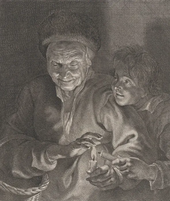Framed Print : Old woman and a boy with candles, ca. 1620-30. ca. 1620-30 Framed Print : Old woman and a boy with candles, ca. 1620-30. ca. 1620-30