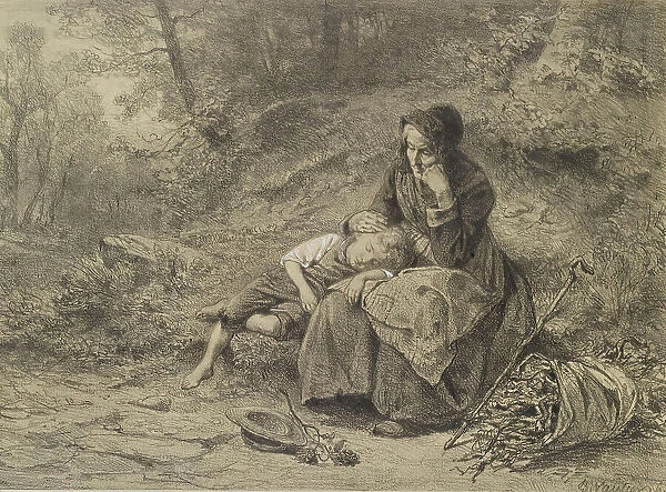 Old Woman and Boy Resting, c1860. Creator: Benjamin Vautier