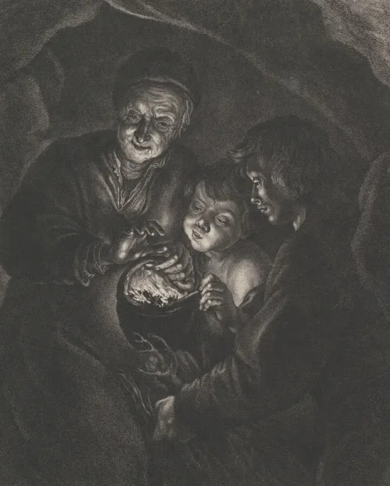 Framed Print : Old Woman with a Brazier, after Rubens, 18th century. Creator: Pierre Francois Basan Framed Print : Old Woman with a Brazier, after Rubens, 18th century. Creator: Pierre Francois Basan