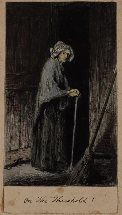 Framed Print : Old Woman with Cane, c1860-1895. Creator: Thomas Hovenden Framed Print : Old Woman with Cane, c1860-1895. Creator: Thomas Hovenden