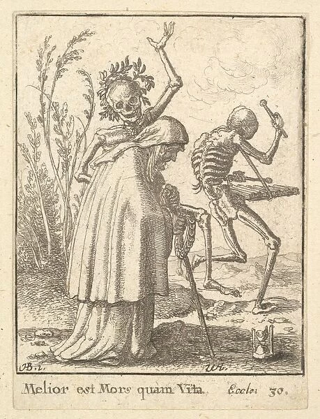 Old woman, from the Dance of Death, 1651. Creator: Wenceslaus Hollar