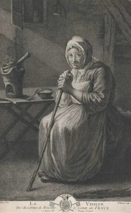 Framed Print : The Old Woman; from the Office of The Count of Vence, 1782-97 Framed Print : The Old Woman; from the Office of The Count of Vence, 1782-97