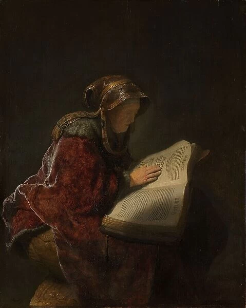Old Woman Reading, Probably the Prophetess Anna, 1631. Creator: Rembrandt Harmensz van Rijn