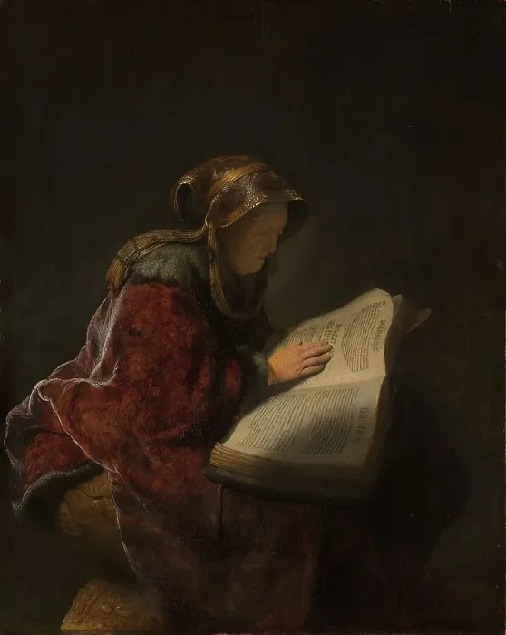 Framed Print : Old Woman Reading, Probably the Prophetess Anna, 1631. Creator: Rembrandt Harmensz van Rijn Framed Print : Old Woman Reading, Probably the Prophetess Anna, 1631. Creator: Rembrandt Harmensz van Rijn