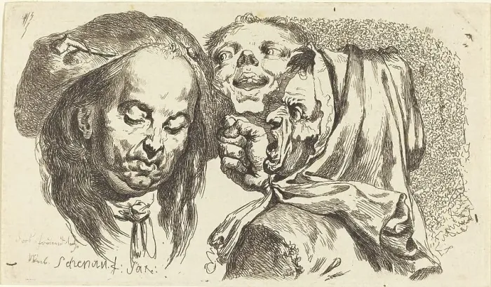 Framed Print : Old Woman Scolding a Man, 1765. Creator: Johann Eleazar Schenau Framed Print : Old Woman Scolding a Man, 1765. Creator: Johann Eleazar Schenau