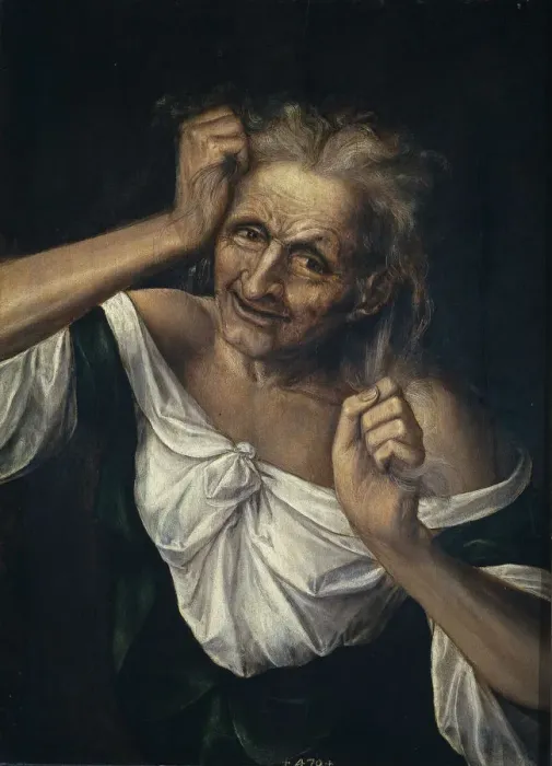 Framed Print : Old Woman Tearing at her Hair. Artist: Massys, Quentin (1466?1530) Framed Print : Old Woman Tearing at her Hair. Artist: Massys, Quentin (1466?1530)