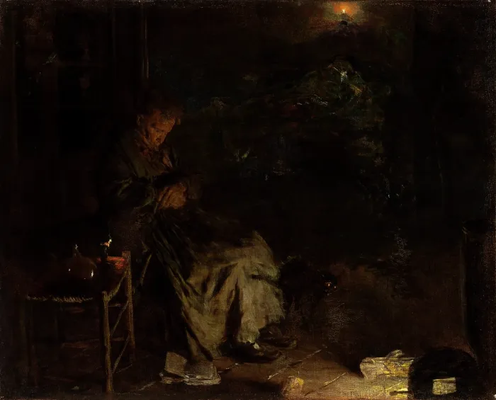 Framed Print : Old Woman Watching over a Dead Body I, 1878-1890. Creator: Aleksander Gierymski Framed Print : Old Woman Watching over a Dead Body I, 1878-1890. Creator: Aleksander Gierymski
