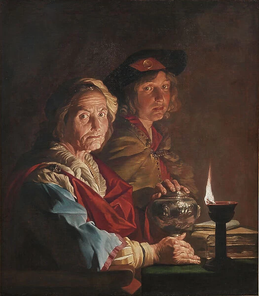 An Old Woman and a Youth by Lamplight, 1615-1650. Creator: Matthias Stomer