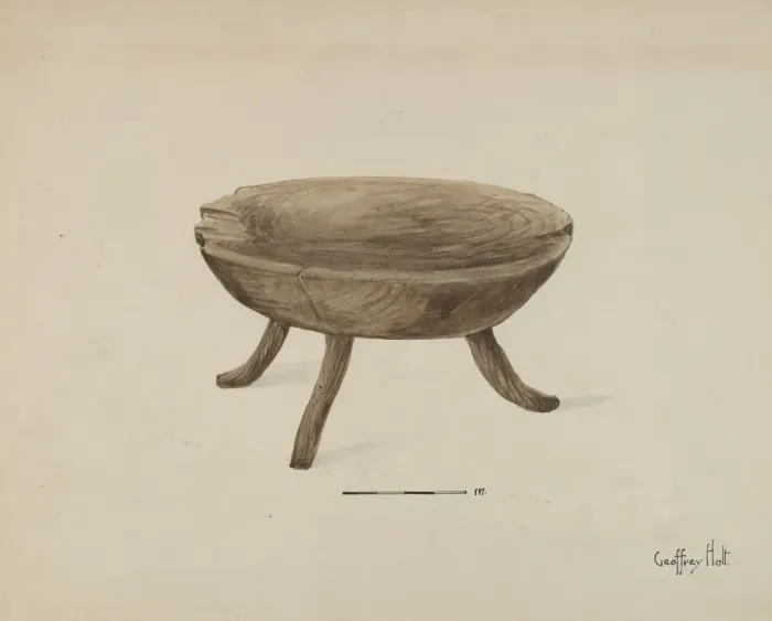 Framed Print : Old Wood Stool, 1936. Creator: Geoffrey Holt Framed Print : Old Wood Stool, 1936. Creator: Geoffrey Holt