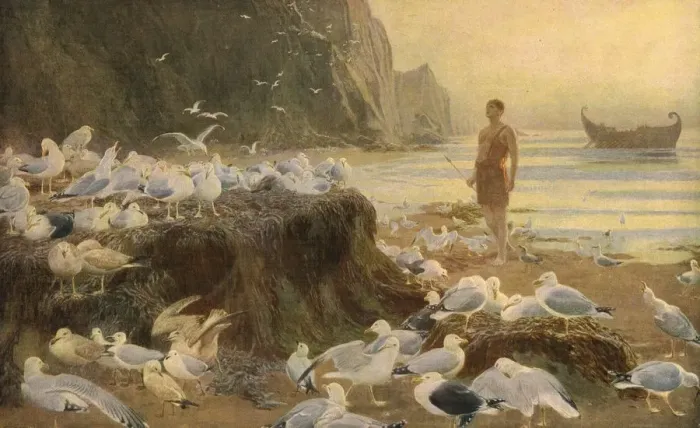 Framed Print : An Old World Wanderer, 1887, (c1930). Creator: Briton Riviere Framed Print : An Old World Wanderer, 1887, (c1930). Creator: Briton Riviere