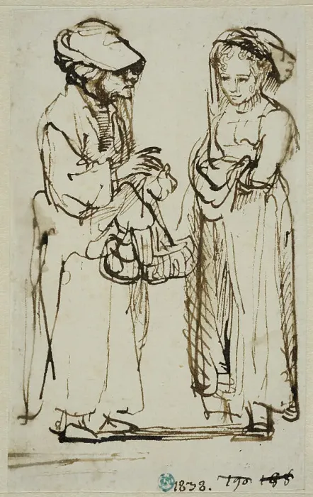 Framed Print : An old and a young woman are conversing. Creator: Ferdinand Bol Framed Print : An old and a young woman are conversing. Creator: Ferdinand Bol